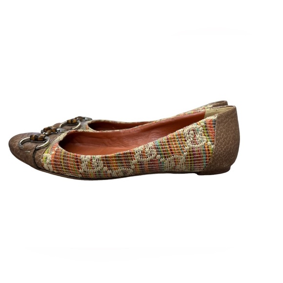 GUCCI Multi Tweed Raffia Tan Leather Horsebit Ballet Flats 37 or 7 in women - Picture 13 of 14